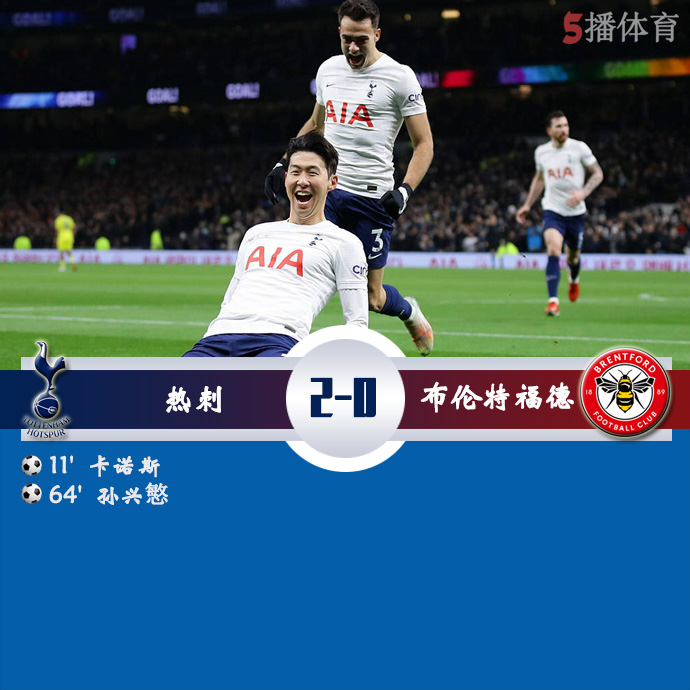 英超第14轮 热刺  2 - 0  布伦特福德