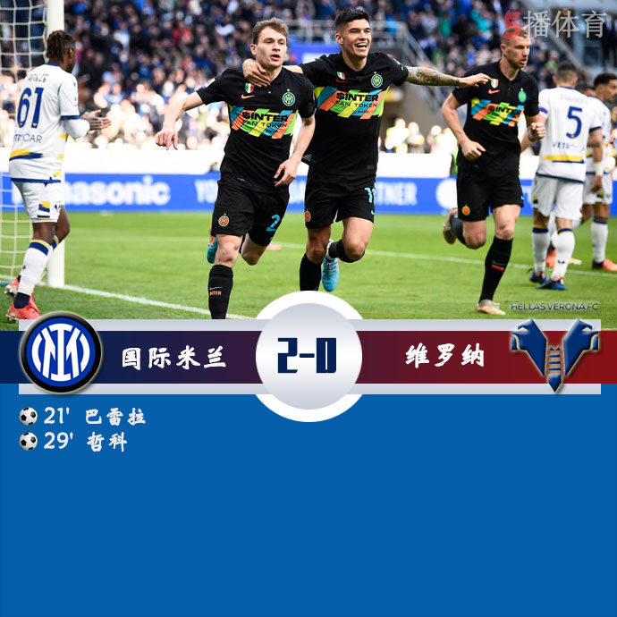 意甲第32轮 国际米兰  2 - 0  维罗纳