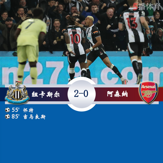 英超第37轮 纽卡斯尔  2 - 0  阿森纳