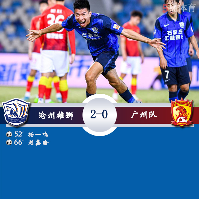 中超第二阶段第11轮 沧州雄狮  2 - 0  广州