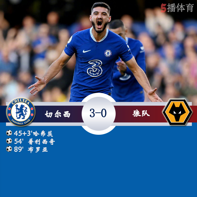 英超第10轮 切尔西  3 - 0  狼队