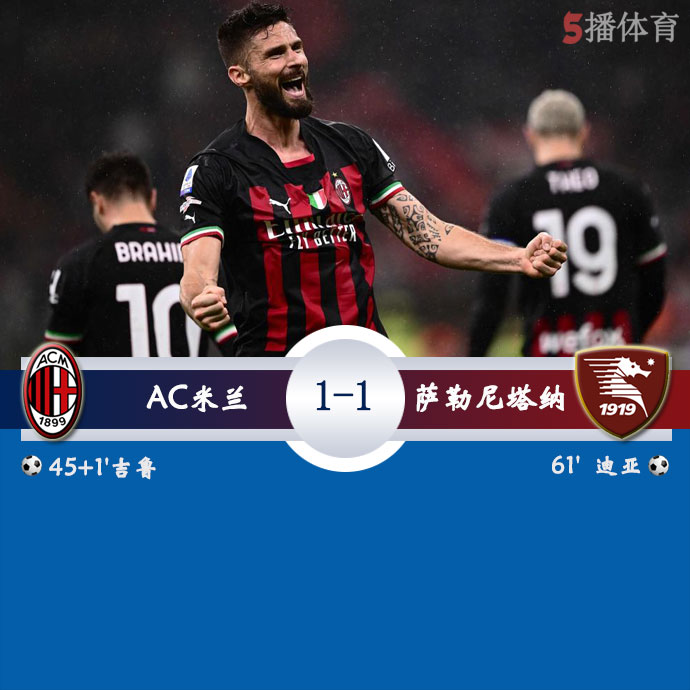 AC米兰  1 - 1  萨勒尼塔纳