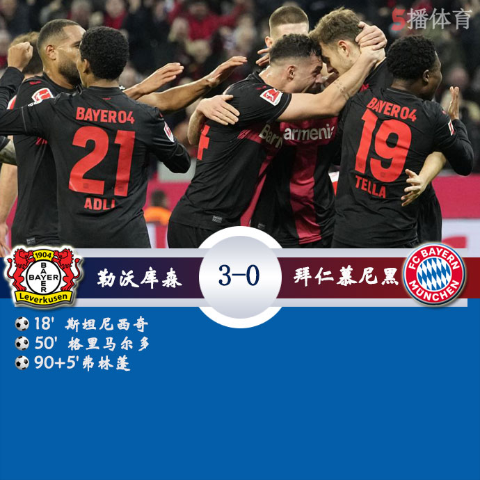 勒沃库森  3 - 0  拜仁慕尼黑