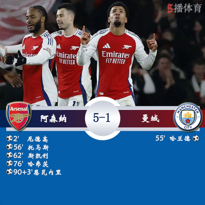 阿森纳  5 - 1  曼城